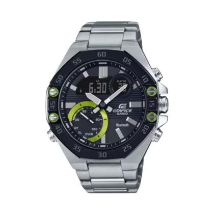 CASIO EDIFICE ECB-10DB-1A BLACK DIAL STAINLESS STEEL ANALOG-DIGITAL MEN WATCH